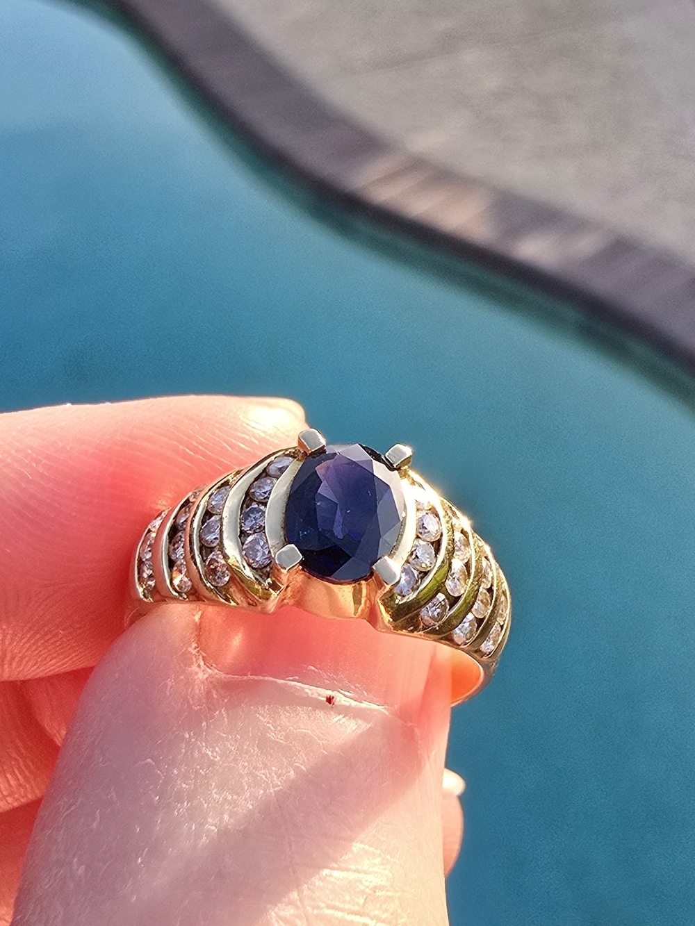 14K Sapphire And Diamond Ring Size 6.75
